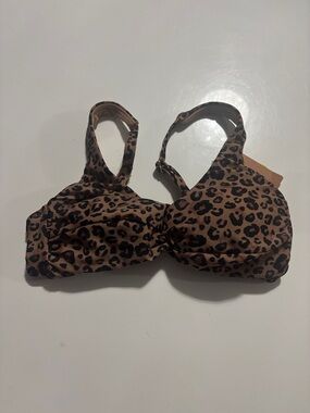 Shade & Shore Leopard Print Brown Bikini Top